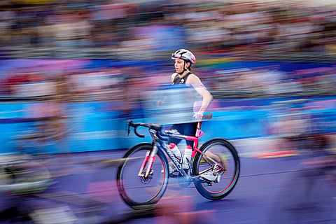Britain's Georgia Taylor-Brown competes during triathlon competition
